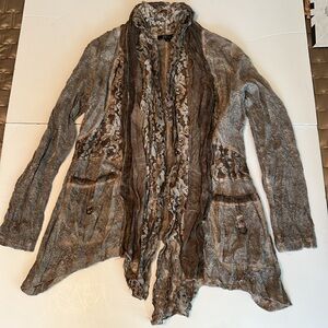 Cativa Beige/Grey Lace-Trimmed Jacket. NWOT Size M